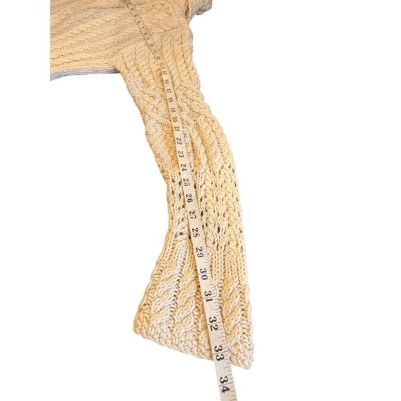 Rebecca Elliot Chunky Cable Knit Shawl Collar Sweater With Long Sleeves In Cream - Picture 10 of 10